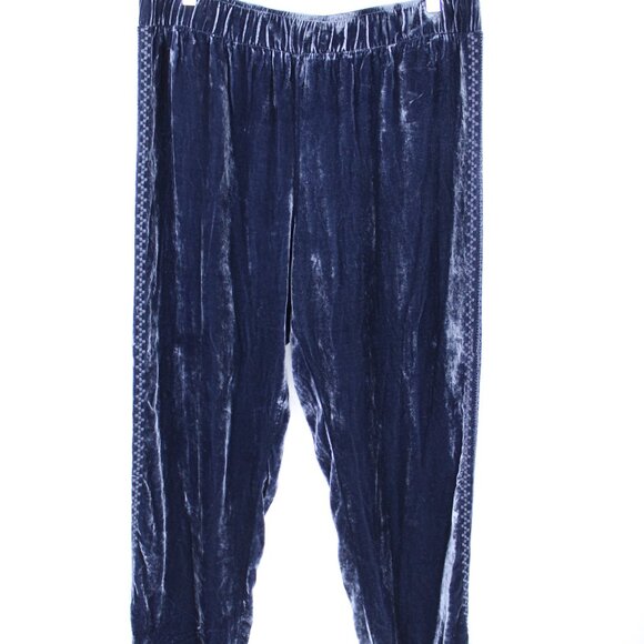 JOHNNY WAS AURORA VELVET JOGGER DENIM BLUE BOHEMIAN BAGGY SIZE LARGE NWT - Picture 1 of 7